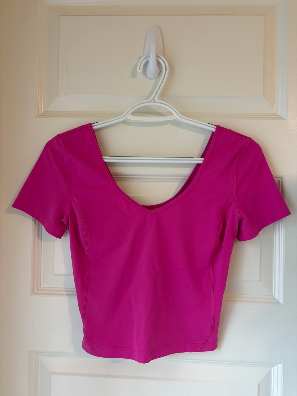 lululemon athletica align Short Sleeve V-Neck Crop Top - Magenta Pink - Picture 2 of 2